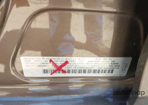 2011 Volkswagen Jetta Sportwagen 2.0L Tdi z USA, uszkodzony, nr VIN 3VWPL7AJ7BM672107